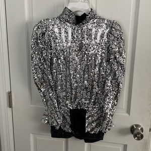High neck long sleeve sparkle jazz costume